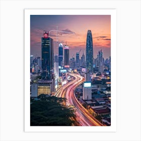 Bangkok Cityscape Of The Future Skyline Punctuated By Towering Skyscrapers Where Technology Gracef Art Print