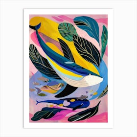 Whales And Leaves Art Print