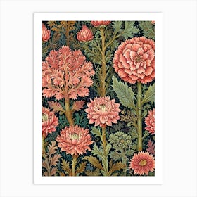 William Morris Print Pink Chrysanthemums Art Print