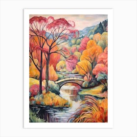 Autumn Gardens Painting Stourhead Gardens United Kingdom Art Print