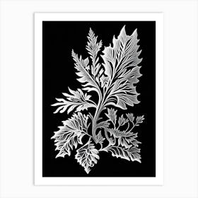 Wood Betony Leaf Linocut Art Print
