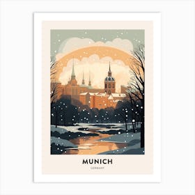 Winter Night  Travel Poster Munich Germany 1 Art Print