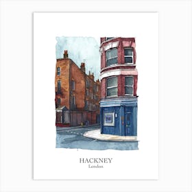 Hackney London Borough   Street Watercolour 11 Poster Art Print