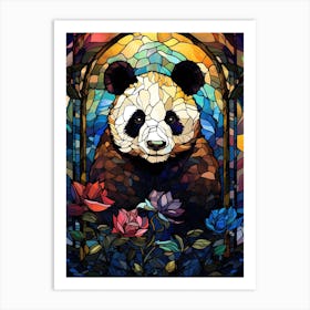 Panda Art In Stained Glass Art Style 3 Art Print
