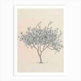 Plum Tree Minimalistic Drawing 2 Art Print