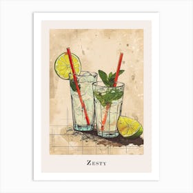 Zesty Cocktail Illustration 2 Art Print