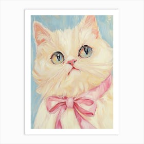 Cat With Pink Bow Art Print