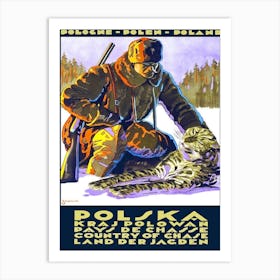 Hunting In Polska, Vintage Travel Poster Art Print