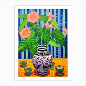 Flowers In A Vase Still Life Painting Poinsettia 1 Art Print