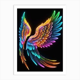 Neon Angel Wings 24 Art Print
