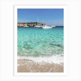 Ibiza Spain Beach With Boats Art Print