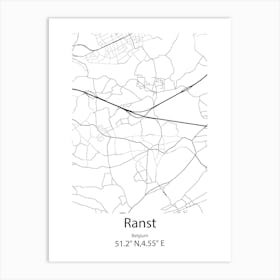 Ranst,Belgium Minimalist Map Art Print