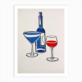 Boulevardier Picasso Line Drawing Cocktail Poster Art Print