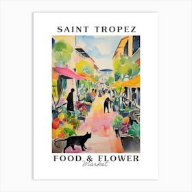 Food Market With Cats In Saint Tropez 4 Poster Art Print