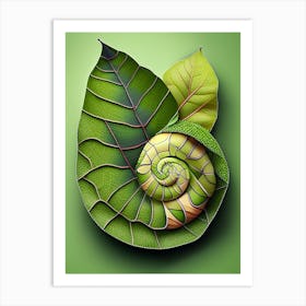 Garden Snail On A Leaf Patchwork Art Print