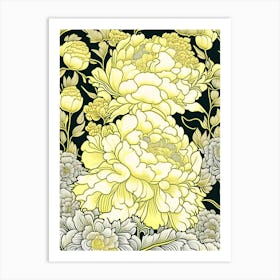 Sarah Bernhardt Peonies Yellow 1 Drawing Art Print