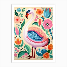 Pink Scandi Swan 2 Art Print