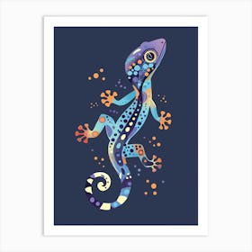 Blue African Fat Tailed Gecko Abstract Modern Illustration 5 Art Print