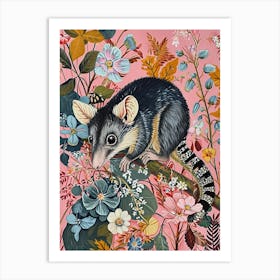Floral Animal Painting Opossum 1 Art Print