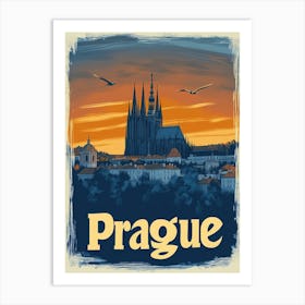 Aihrgdesign A Retro Travel Poster For Prague 2 Art Print