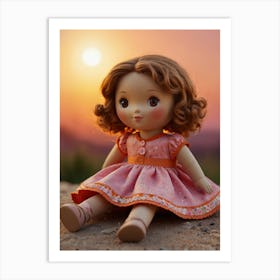 Sunset Portrait Of A Doll Art Print