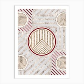 Geometric Abstract Glyph in Festive Gold Silver and Red n.0053 Art Print