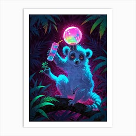 Psychedelic Lemur 1 Art Print