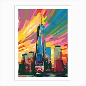 One World Trade Center New York Colourful Silkscreen Illustration 1 Art Print