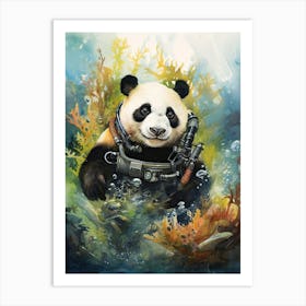 Panda Art Tasting Wine Watercolour 4 Art Print