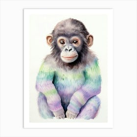 Baby Animal Watercolour Gorilla 1 Art Print