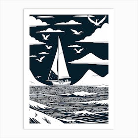 Sailboat In The Sea Art Print