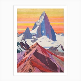 Gasherbrum China 1 Colourful Mountain Illustration Art Print