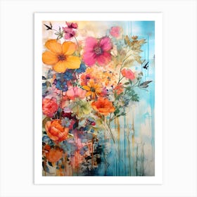 Vintage Bright Flowers 16 Art Print