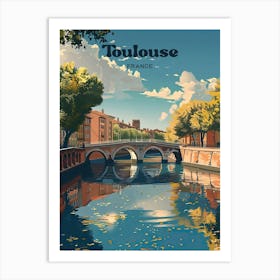 Toulouse France Garonne River Travel Illustration Art Print