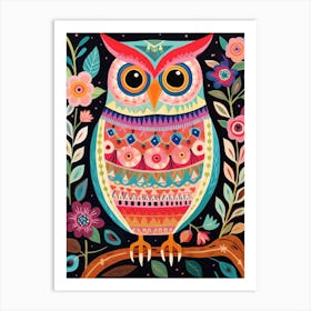 Pink Scandi Owl 2 Art Print