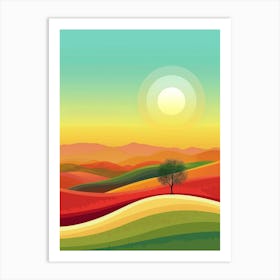 Landscape With A Tree 2 Art Print