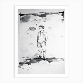 Boy Standing On Top Of A Cloud Art Print