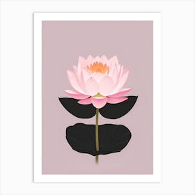 A Pink Lotus In Minimalist Style Vertical Composition 8 Art Print