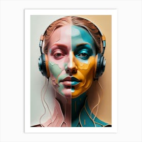 Portrait Of A Woman Listening To Music 1 Art Print