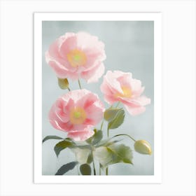 Camellia Flowers Acrylic Pastel Colours 2 Art Print