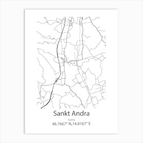 Sankt Andra,Austria Minimalist Map Art Print