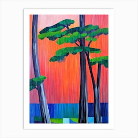 Longleaf Pine Tree Cubist 1 Art Print