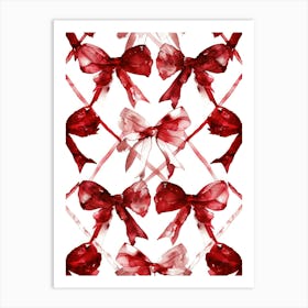 Dark Red Bows 2 Pattern Art Print