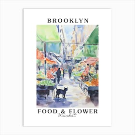 Food Market With Cats In Brooklyn 3 Poster Art Print