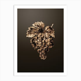 Gold Botanical Grape Vine on Chocolate Brown n.2574 Art Print