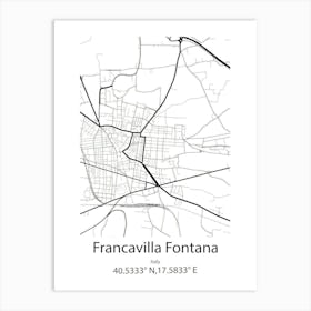 Francavilla Fontana,Italy Minimalist Map Art Print