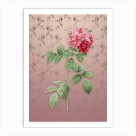 Vintage Seven Sisters Roses Botanical on Dusty Pink Pattern n.1755 Art Print