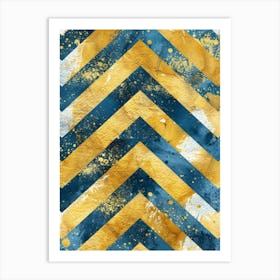 Gold And Blue Chevron Art Print