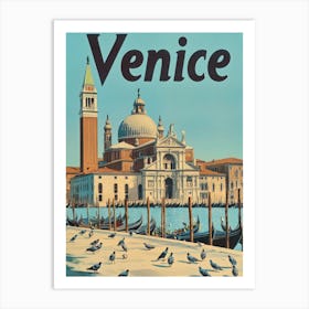 Aihrgdesign A Classic 1960s Travel Poster For Venice 2 Art Print