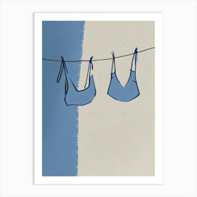 Two Bikinis Hanging On A Line Art Print